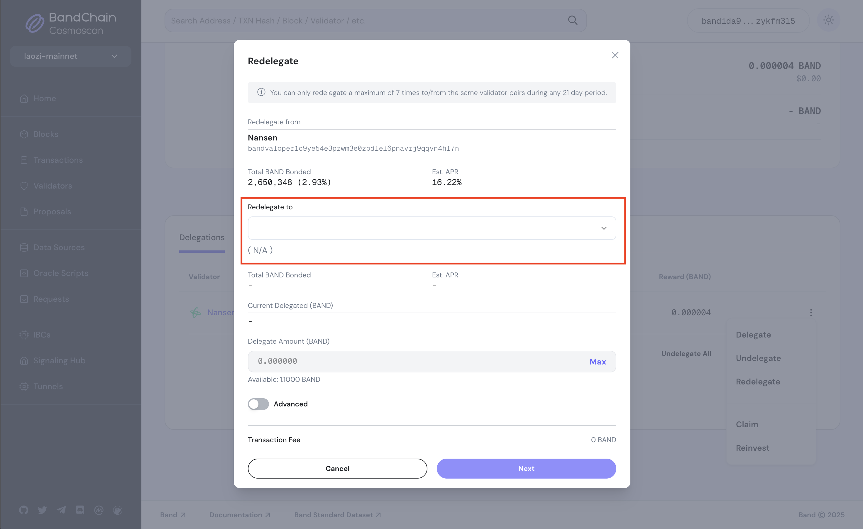 select new validator