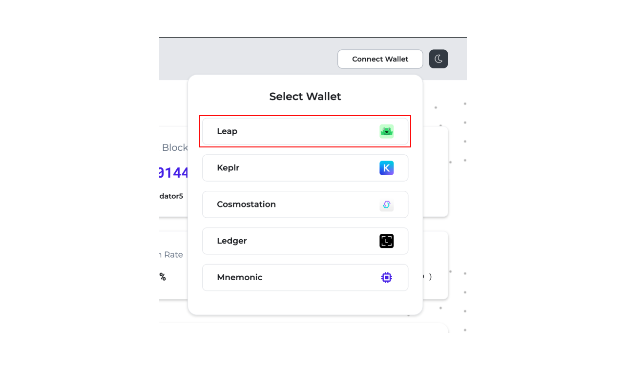 select wallet options