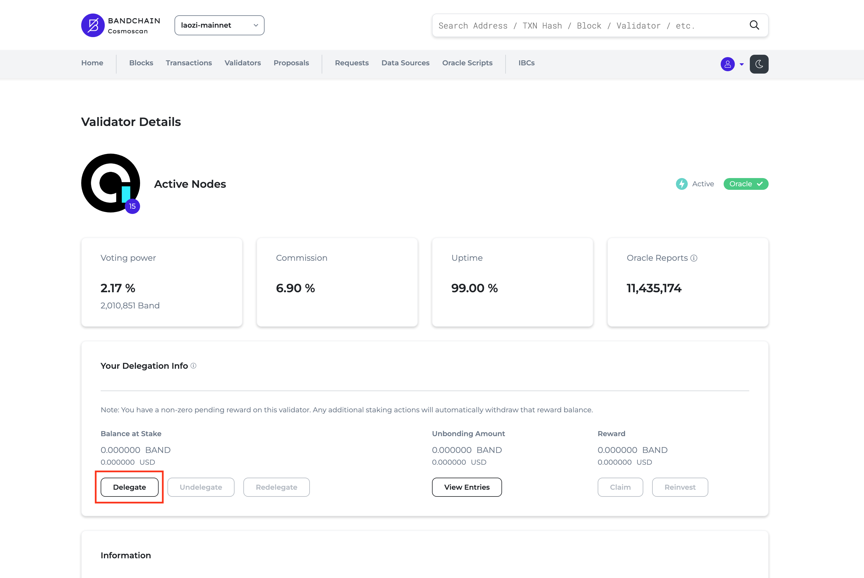 validator details page